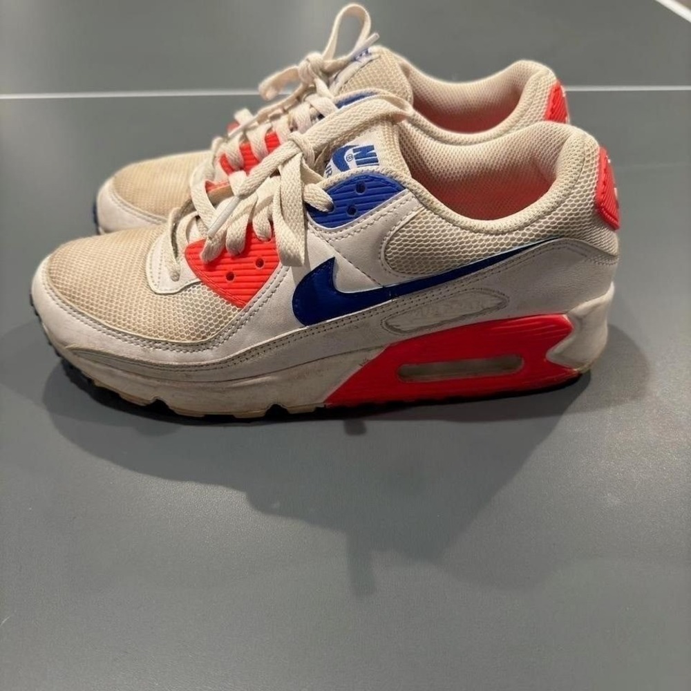 Nike Air Max 90 White Deep Royal Blue University Red CT1039-100 Mens 9.5